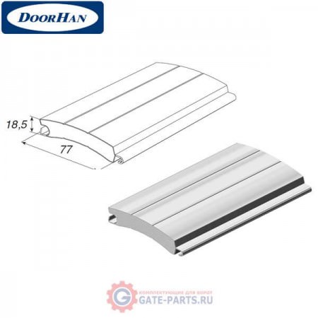RH77M08 DoorHan Профиль с мягким пенным наполнителем RH77M серебристый (п/м)