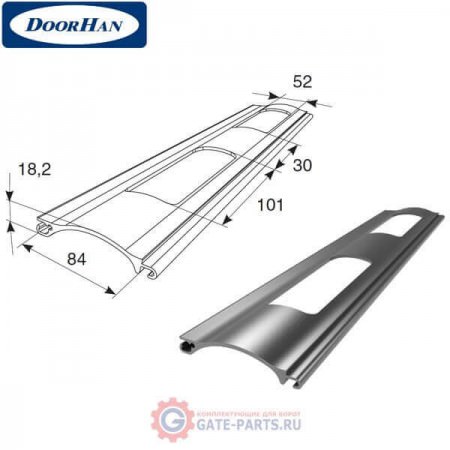 RHE84GM01 DoorHan Профиль экструдированный RHE84GM01 решеточный белый (п/м)