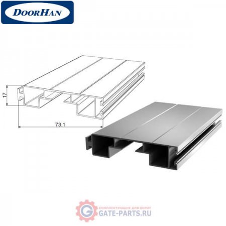 RA77EM08 DoorHan Профиль концевой RA77EM08 серебристый (п/м)