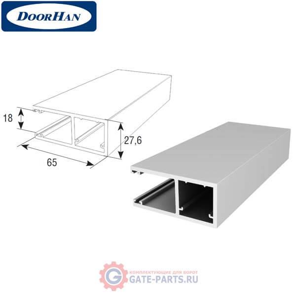 RG65BS03 DoorHan Направляющий профиль RG65BS03 под вставку-щетку усиленный серый (п/м)