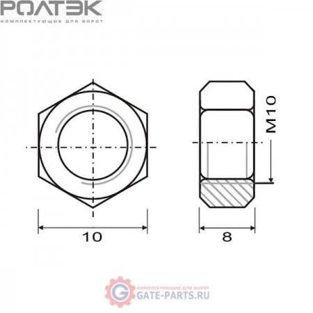 КК.934 М10 РОЛТЭК Комплект гаек М10, 10 шт. (комплект)