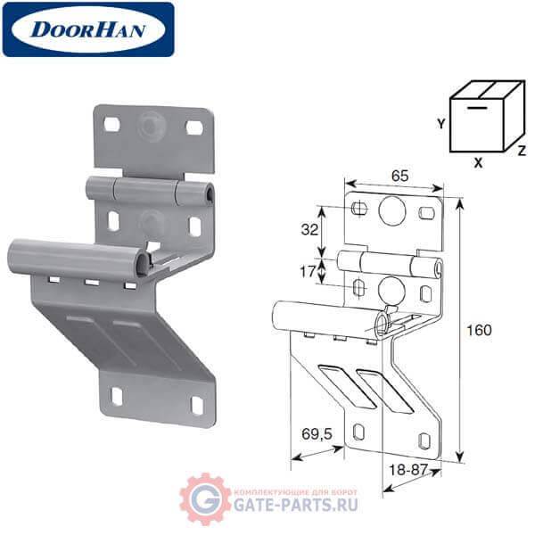 N25234/RAL9003 DOORHAN Боковая опора укороченная для панелей с новой формой профиля RAL9003 (шт.)