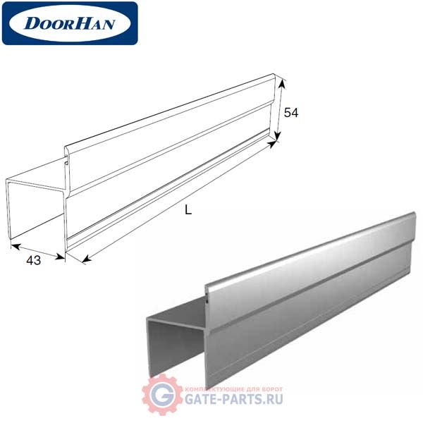 80030/M DoorHan Алюминиевый профиль для калитки "Ц"-образный металлик (погонный метр)