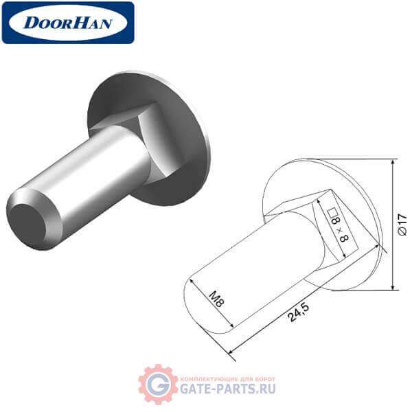 152-11 DOORHAN Болт/D-М8/L-25мм/с полукруг.головкой/Тупой/Неоцинкованный/Неполнорезьб./шаг резьбы 1,0/AISI409(08Х13 (шт.)