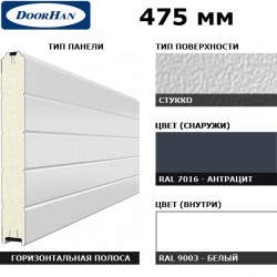 2S00/S00-7016/9003 DoorHan Панель 475мм Нстукко/Нстукко RAL7016/бел(RAL9003) (п/м)