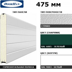 2S00/S00-6005/9003 DoorHan Панель 475мм Нстукко/Нстукко зеленая(RAL6005)/бел(RAL9003) (п/м)