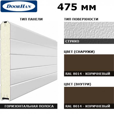 2S00/S00-8014/8014 DoorHan Панель 475мм Нстукко/Нстукко корич(RAL8014)/корич(RAL8014) (п/м)