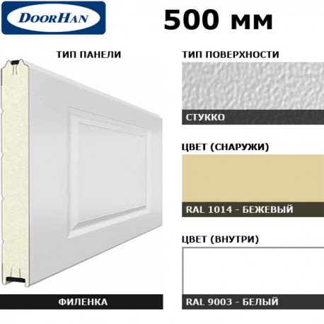 5F260/S00-1014/9003 DoorHan Панель 500мм филенка260/стукко бежевая(RAL1014)/белая(RAL9003) (п/м)