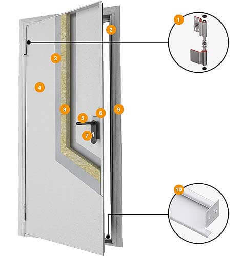 Конструкция одностворчатой технической двери